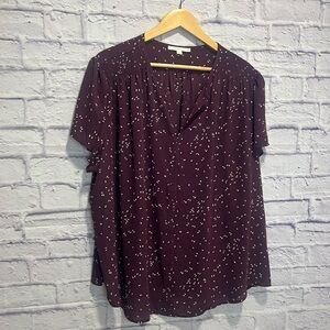 Fun 2 Fun 3XL Plum Blouse with Cream Accents